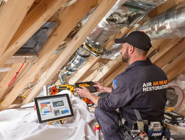 Groton Air Duct Cleaning technician performing precise duct repair work in Groton