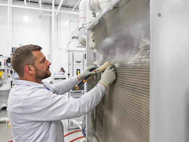 Groton Air Duct Cleaning technician performing precision commercial coil cleaning at a Groton business